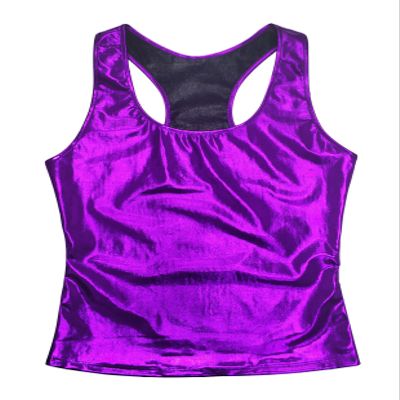 XUNZOO Women's Shiny Metallic Liquid Tank Top Sleeveless Racer Back Slim Fits Vest Camisole for Ladies Purple One Size