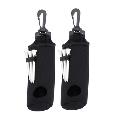 ASENVER 2 Pack Golf Carry Bag with Tee Holder Pouch, Light Weight Hook, Portable Golf Ball Storage Bag for 3 Balls 3 Tees (Black+Black)