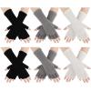 Geyoga 6 Pairs Winter Fingerless Gloves for Women Unisex Finger Gloves Warm Stretchy Knit Fingerless Glove 8.6 Inches(Black, White, Light Gray) view 1