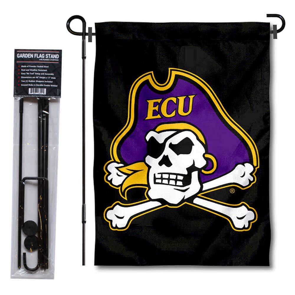 East Carolina Pirates Garden Flag with Pole Stand Holder