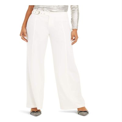 INC Womens High Rise Flare Wide Leg Pants White 6