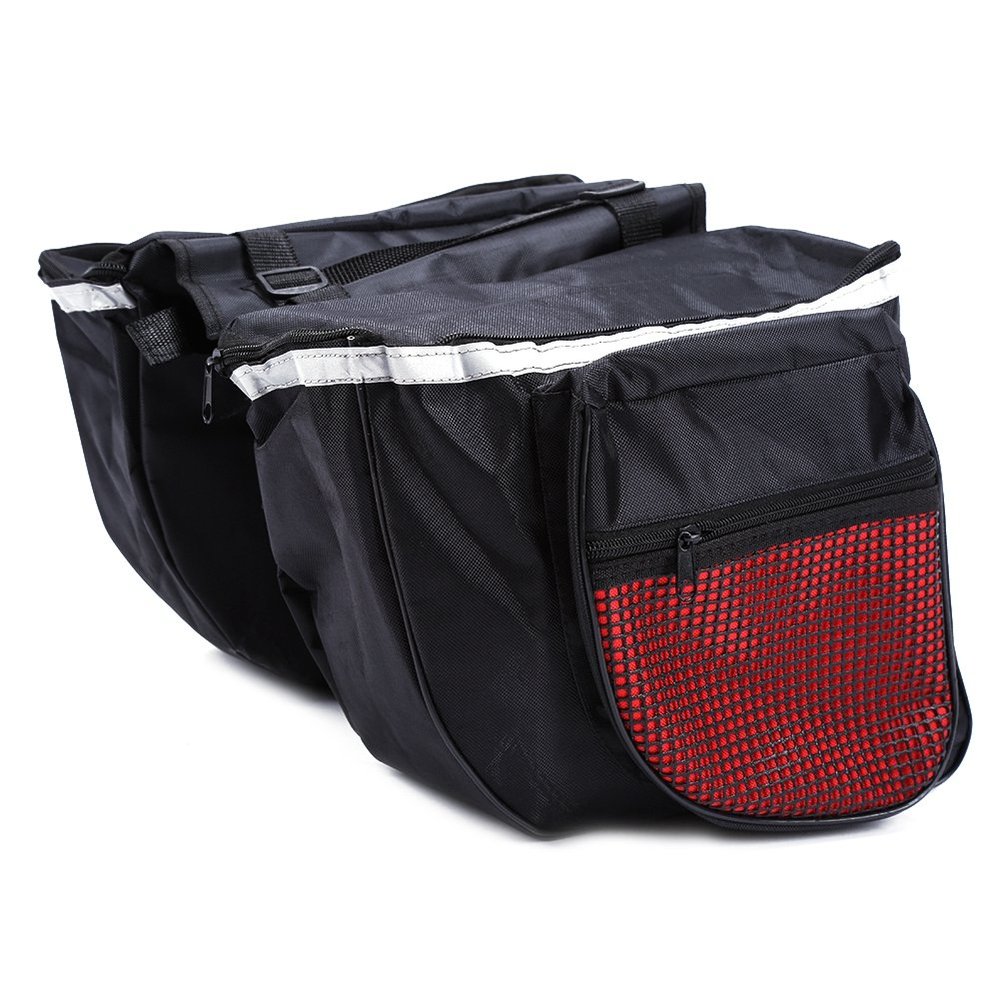 Yosoo Health Gear Saddle Rear, Rear Cargo, Rack, Rear, 25l 600d Double Bag with Reflect Strips for All Rear Rack Sizes Carrying or Storage