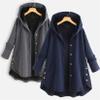 Andongnywell Women Casual Lapel Coat Fleece Fuzzy Faux Shearling Button Warm Autumn Winter Jacket with Pockets (Blue,5X-Large) view 3
