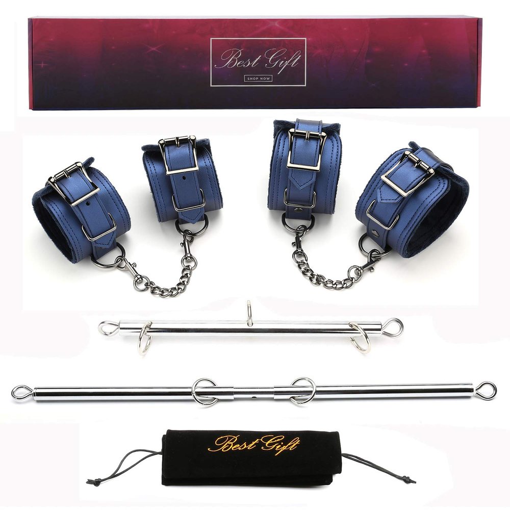EXREIZST Expandable 2 Silver Spreader Bar with 4 Adjustable Blue Straps Tools Kit for Home