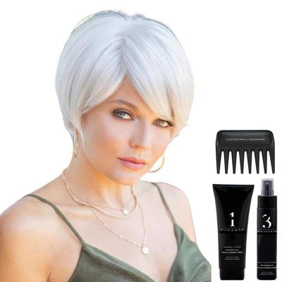 Bundle - 5 Items: Nima by Noriko, Christy's Wigs Q & A Booklet, 2oz Travel Size Wig Shampoo, HD Smooth and Wide Tooth Comb - Color: Red Brown