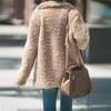 Andongnywell Women Long Sleeve Casual Lapel Fleece Fuzzy Faux Shearling Warm Winter Jackets Granulated Fleece Coat (Apricot,Medium) view 3