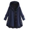 Andongnywell Women Casual Lapel Coat Fleece Fuzzy Faux Shearling Button Warm Autumn Winter Jacket with Pockets (Blue,3X-Large) view 1