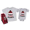TEEAMORE Matching Christmas for Family You Serious Clark Xmas Buffalo Plaid T-Shirt and Pant Set Athletic Heather view 3