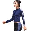 Andongnywell Women's Slim Fit Yoga Workout Jacket Full Zip Running Lightweight Outerwear with Zipper Pockets (Blue,Small) view 3