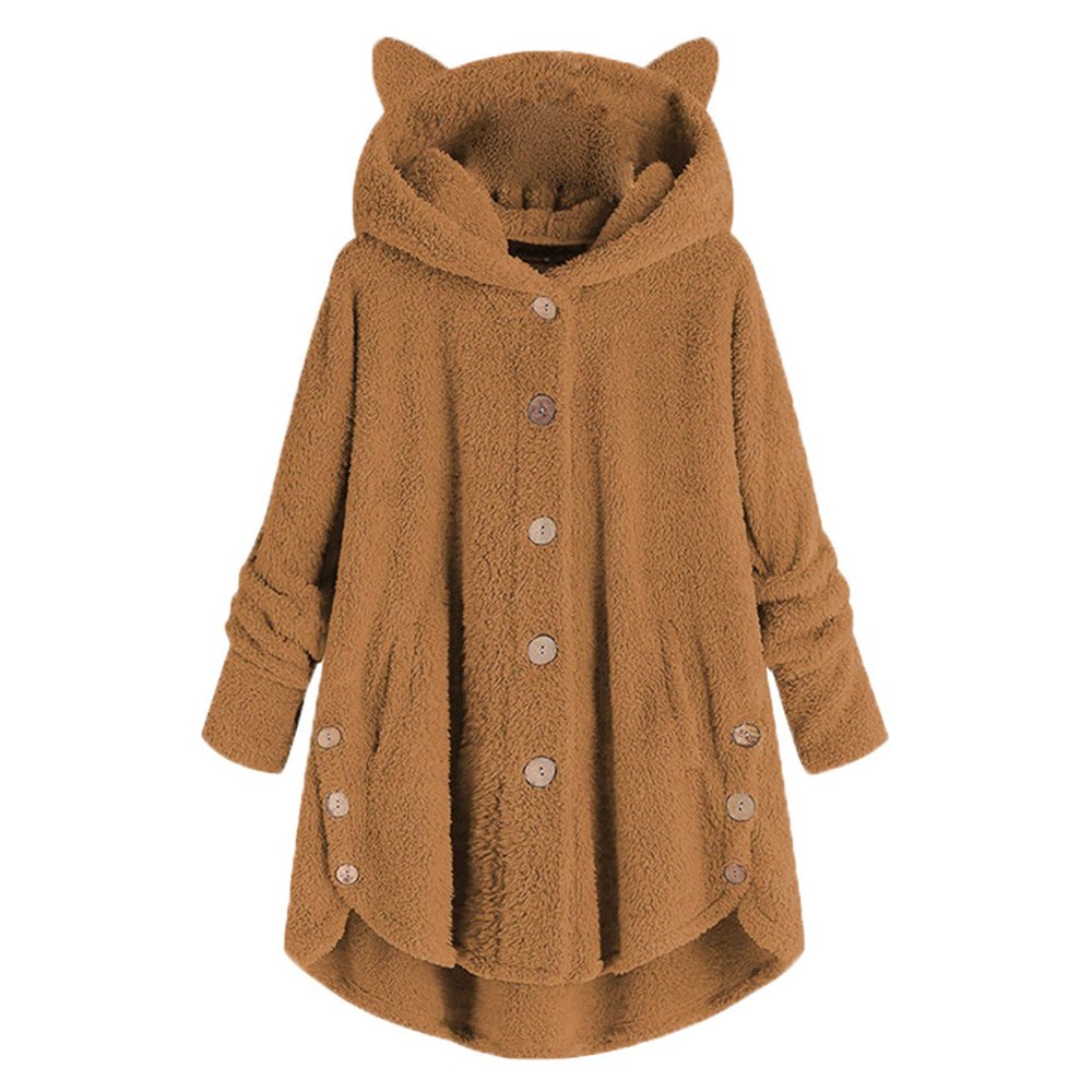 Andongnywell Women's Fashion Long Sleeve Hooded Open Front Fluffy Oversized Soft Fur with Pockets Cozy (Yellow,X-Large)