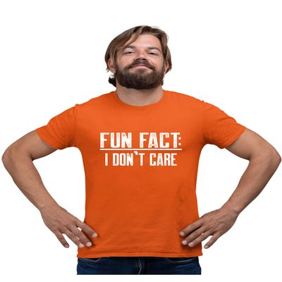 Go All Out XXXXX-Large Orange Adult Fun Fact I Don't Care Funny T-Shirt