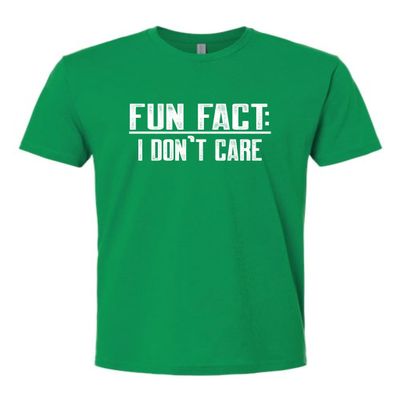 3X-Large Kelly Green Mens Fun Fact I Don't Care Funny Deluxe Soft T-Shirt