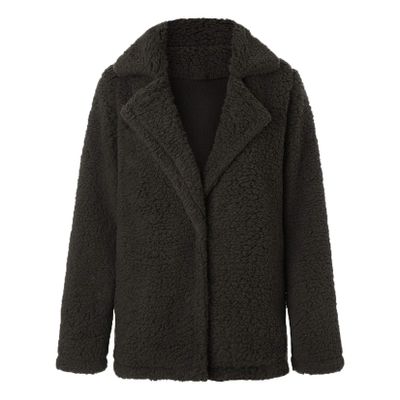 Andongnywell Women Long Sleeve Casual Lapel Fleece Fuzzy Faux Shearling Warm Winter Jackets Granulated Fleece Coat (Green,Small)