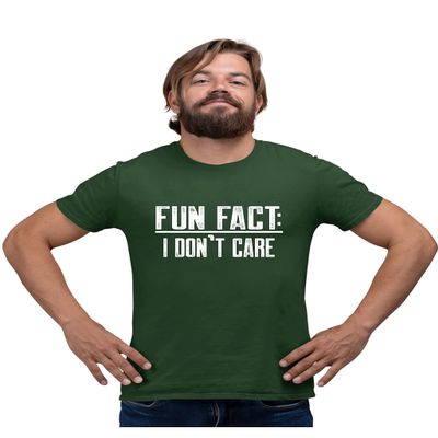 Go All Out XXXXX-Large Forest Green Adult Fun Fact I Don't Care Funny T-Shirt