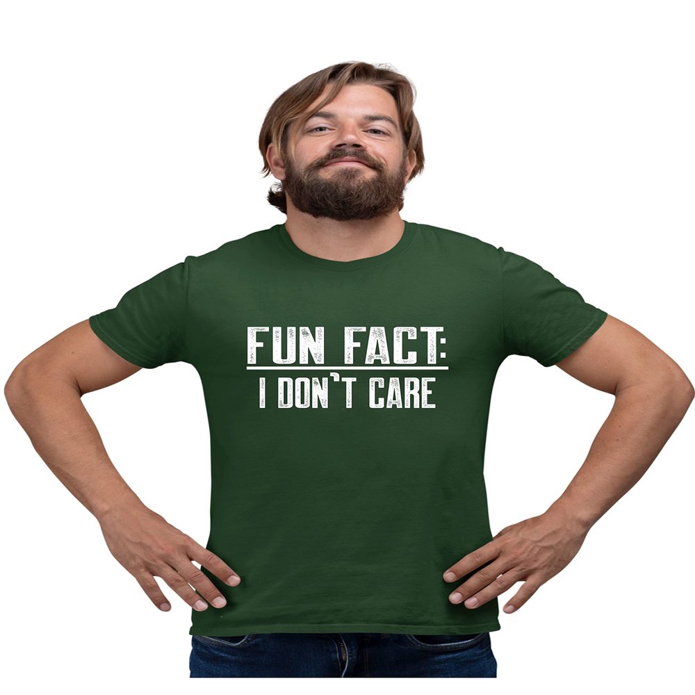 Go All Out XXXXX-Large Forest Green Adult Fun Fact I Don't Care Funny T-Shirt