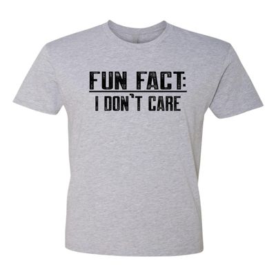 3X-Large Dark Heather Gray Mens Fun Fact I Don't Care Funny Deluxe Soft T-Shirt