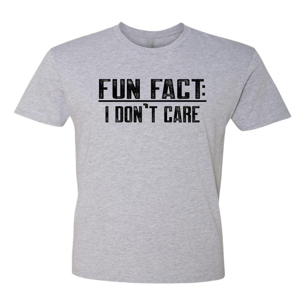 3X-Large Dark Heather Gray Mens Fun Fact I Don't Care Funny Deluxe Soft T-Shirt
