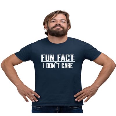 Go All Out XX-Large Navy Blue Adult Fun Fact I Don't Care Funny T-Shirt