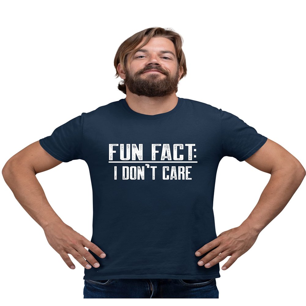 Go All Out XX-Large Navy Blue Adult Fun Fact I Don't Care Funny T-Shirt