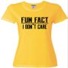 Go All Out XX-Large Yellow Womens Fun Fact I Don't Care Funny T-Shirt view 3