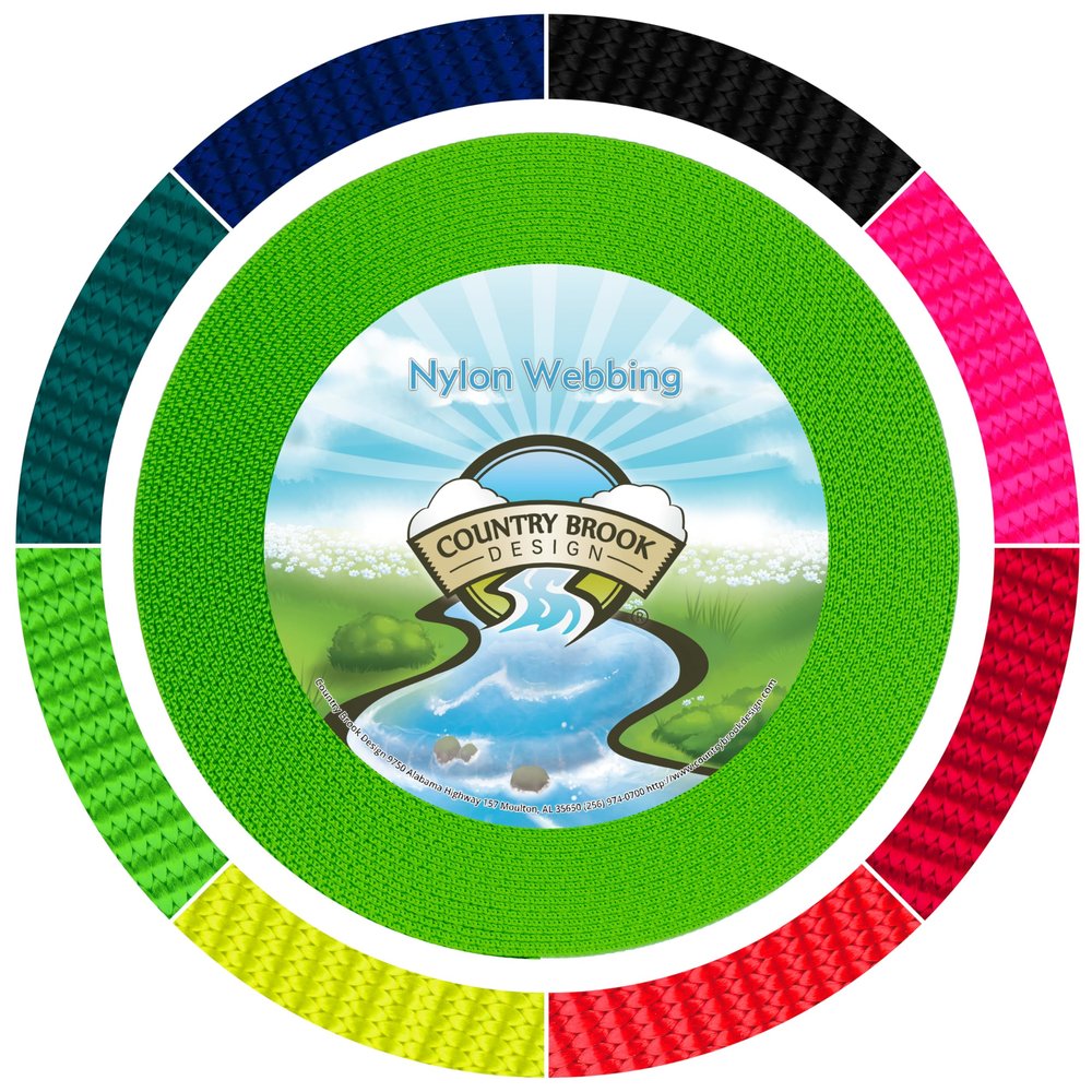 Country Brook Design - Hot Green Reflective Nylon Webbing (5/8 Inch, 20 Yards)