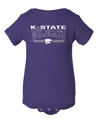 CornBorn K-State Baby Clothes - Wildcats with 3-Stripe Powercat - Purple - 12M