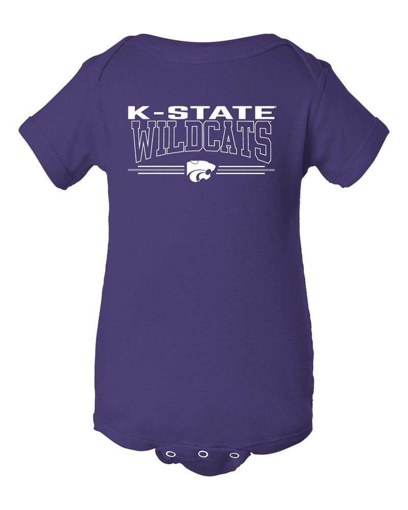 CornBorn K-State Baby Clothes - Wildcats with 3-Stripe Powercat - Purple - 12M