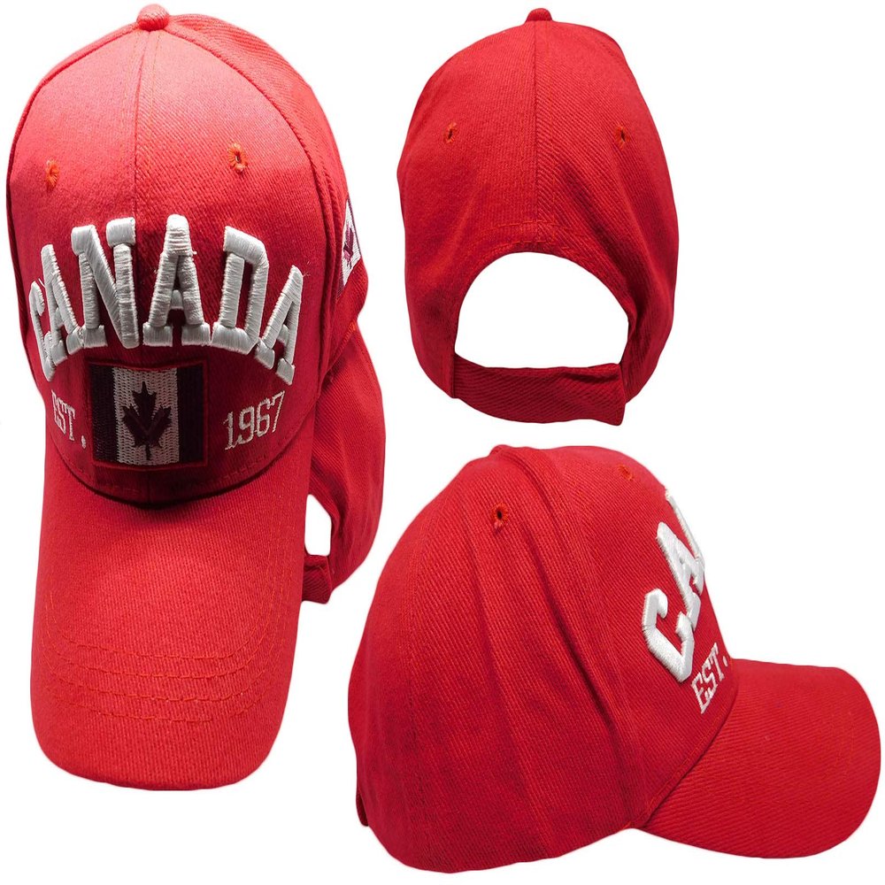 Canada Canadian Flag Patch EST. 1967 Red Adjustable Embroidered Hat Cap