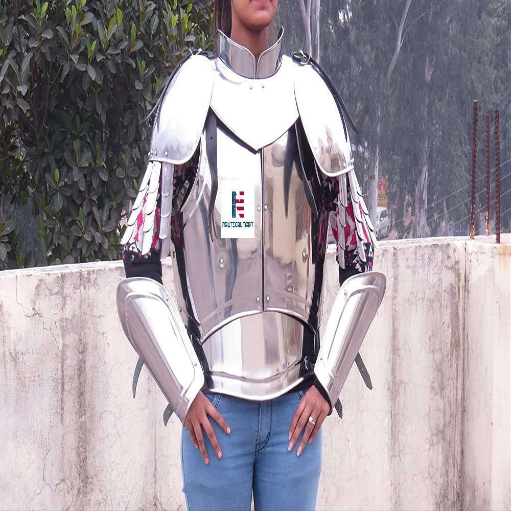 Nautical-Mart Fantasy Costume Lady Steel Armor Full bracers, pauldrons, Gorget, Cuirass