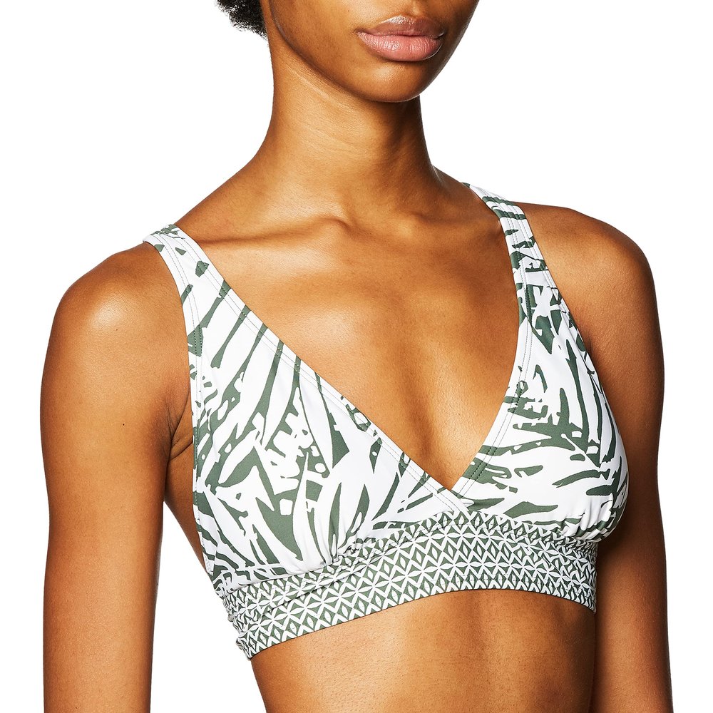 Anne Cole Marilyn X Back Bikini Top Green Combo XS
