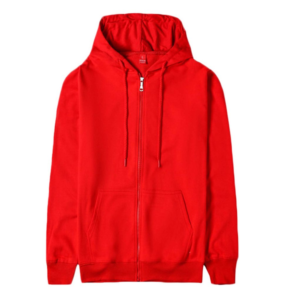 Andongnywell Women's Solid Color Slim Fit Casual Full-Zip Hooded Lightweight Long Sleeve Sweatshirt Cape (Red,Small)