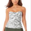 Anne Cole Twist Front Shirred Bandeau Tankini Swim Top Multi Print view 1