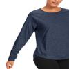 Muzniuer Long Sleeve Yoga Shirt for Women in Navy, XL - Soft, Crew Neck, Workout, Running, Pilates, Exercise, Fitness, Gym, Hiking Apparel view 2