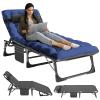 NAIZEA Folding Camping Cot W/Mat for Adults, Adjustable Lounge Chair Outdoor, Heavy Duty Sleeping Cot Bed, Travel Camp Cots for Pool, Beach, Patio Sunbathing view 1