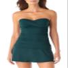 Anne Cole Twist Front Shirred Bandeau Tankini Swim Top view 1
