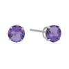 Sterling Silver Round Gemstone Birthstone Stud Earrings-Amethyst view 1
