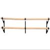 Athletic Bar Double Bar Fixed Height Wall Mount Ballet Barre System Traditional Wood, 9 FT Long, 1.5" Diameter (Black) view 4