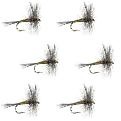 The Fly Fishing Place Blue Winged Olive BWO Classic Trout Dry Fly Fishing Flies - Set of 6 Flies Size 14