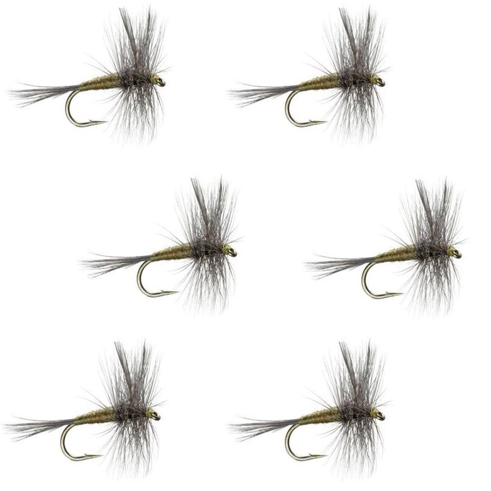 The Fly Fishing Place Blue Winged Olive BWO Classic Trout Dry Fly Fishing Flies - Set of 6 Flies Size 14