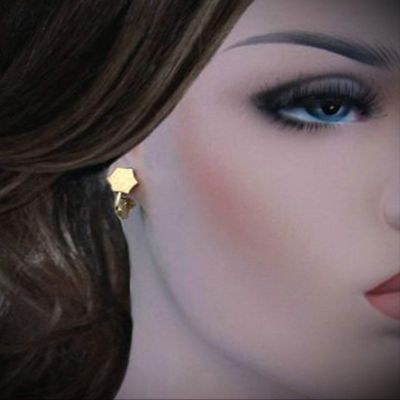 Gold Tone Textured Small Clip On Earrings For Women Statement Chunky Crystal Fashion Jewelry 2 Pairs Set Star Shamrock Vintage