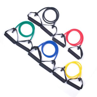 AnHua 5 Pcs 120cm 5 Levels Resistance Bands with Handles Yoga Pull Rope Elastic Fitness Exercise Band for Home Workouts Strength Training