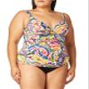 Anne Cole Twist Front Underwire Cup Sized Tankini Swim Top Multi Print view 1