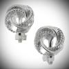 Silver Tone Spiral Ribbed Twisted Knot Clip Earrings For Women Statement Chunky Crystal Fashion Jewelry Small view 1