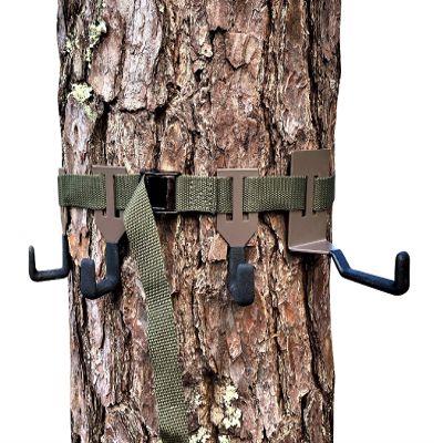 bwd Bow/Gear Combo Hanger - Ultimate Bow Hanger & 3 Wide Gap Gear Hangers - No Wobble, Lasts a Lifetime - 300 lb Capacity - Tree Mount - Minimalist Style