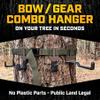 bwd Bow/Gear Combo Hanger - Ultimate Bow Hanger & 3 Wide Gap Gear Hangers - No Wobble, Lasts a Lifetime - 300 lb Capacity - Tree Mount - Minimalist Style view 3