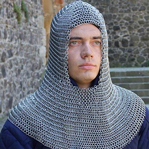 THE MEDIEVALS Chain Mail Armor Hood Mild Steel U-Shape 10 MM ID Butted Ring - Natural Oiled Finish