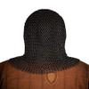 THE MEDIEVALS Chain Mail Armor Hood Mild Steel V-Shape 10 MM ID Butted Ring - Blackened view 3