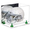 Better Display Cases Acrylic Full-Size Football Helmet Display Case with Mirror, Green Risers, Clear Wall Mount and Clear Base (V44) view 1