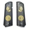 Custom Colt 1911 Grips Full Size Aztec Calendar Black Gold Plated 45/38 Super Commander view 1