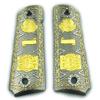 Custom 1911 Grips Full Size Aztec Calendar Nickel Gold Plated 45/38 Super Commander view 1